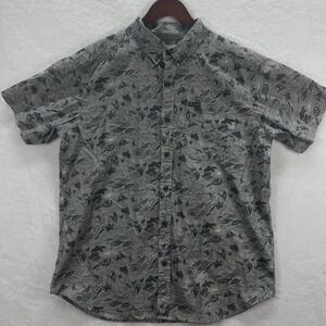 Columbia Mens Large Beach Scene Button Up Shirt Regular Fit Coastal Hawaiian